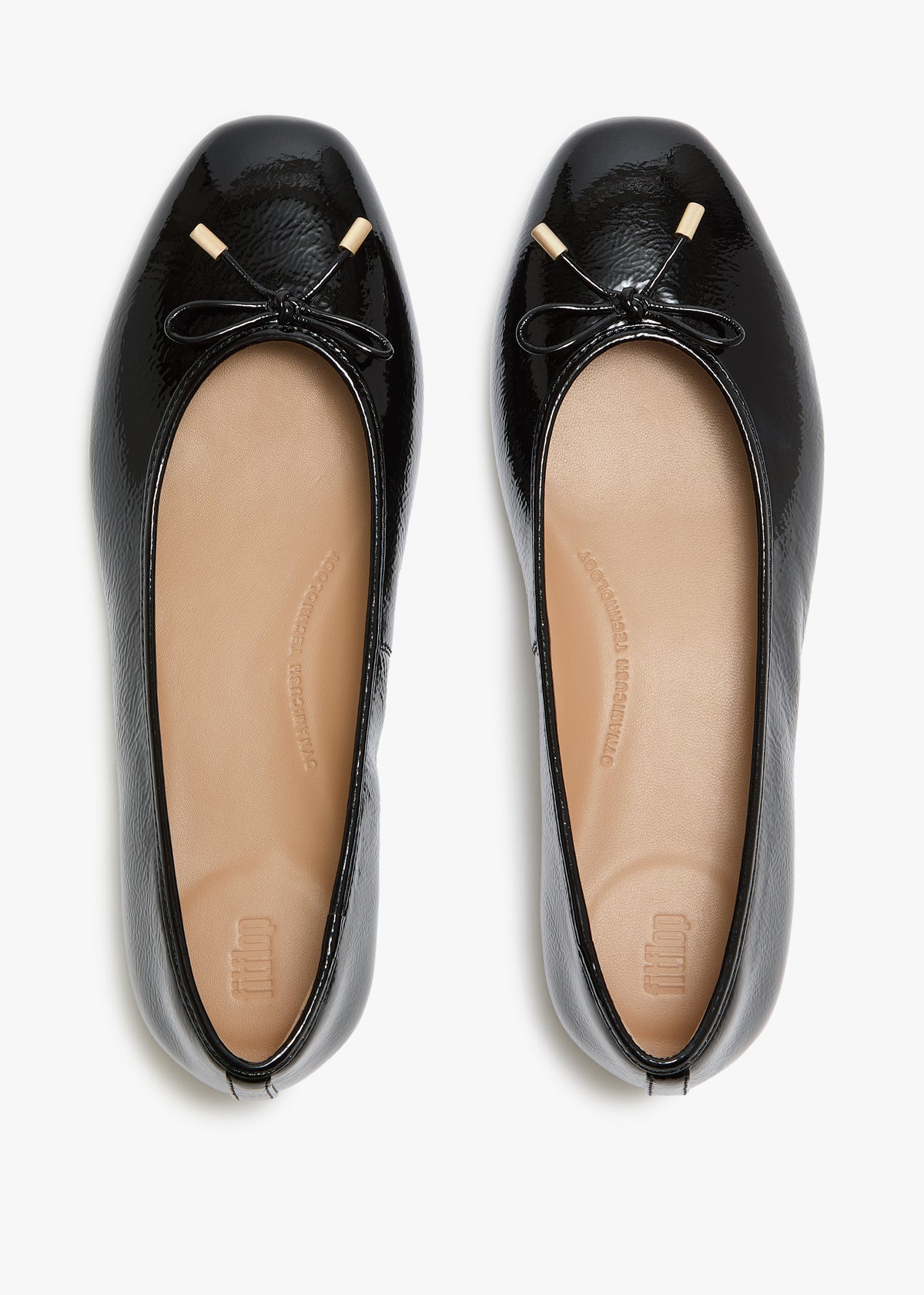 FitFlop Delicato Bow Black Leather Ballet Pumps