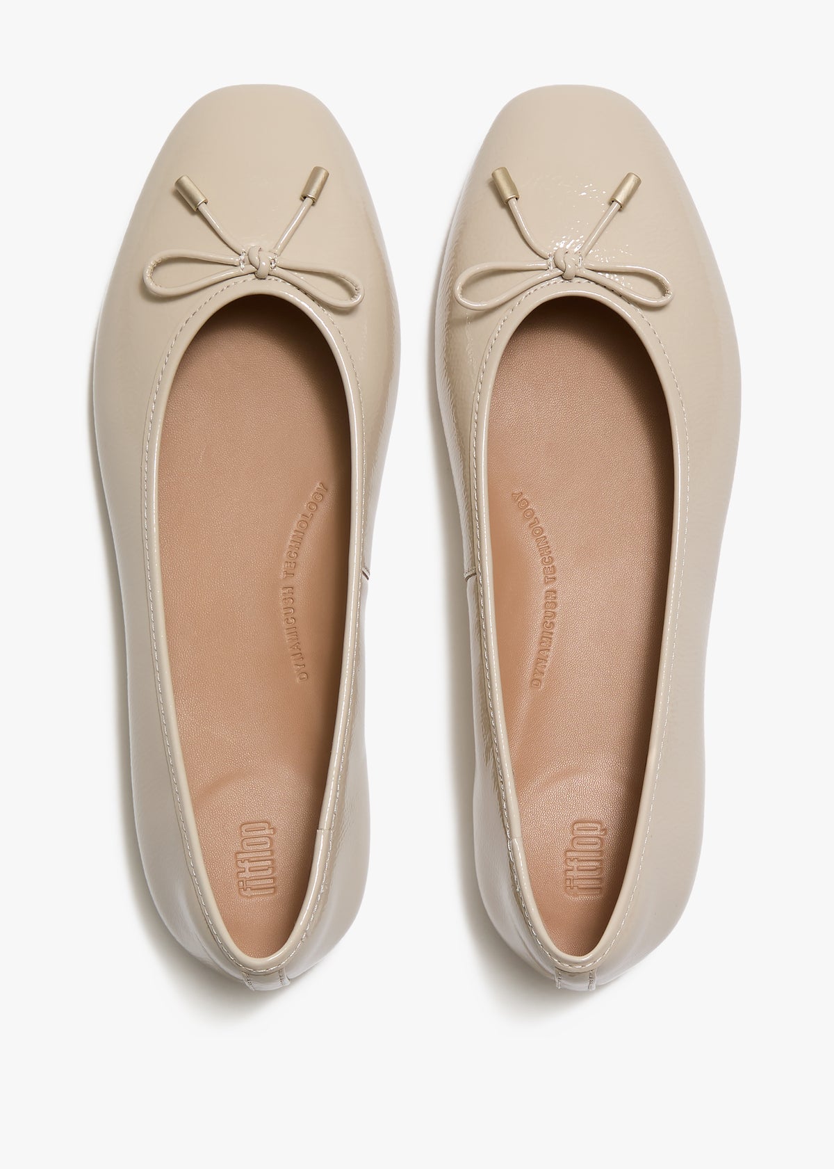 FitFlop Delicato Bow Beige Leather Ballet Pumps