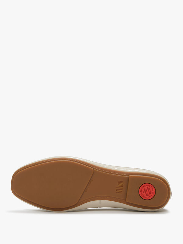 FitFlop Delicato Bow Beige Leather Ballet Pumps