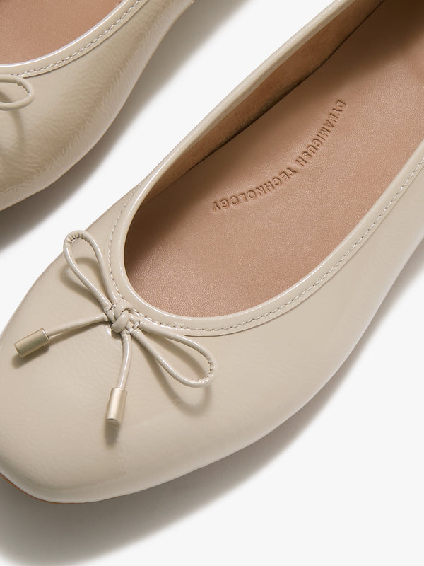 FitFlop Delicato Bow Beige Leather Ballet Pumps