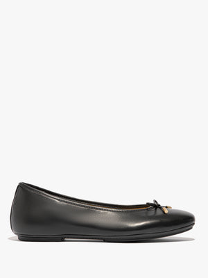 FitFlop Delicato Bow Black Leather Ballet Pumps