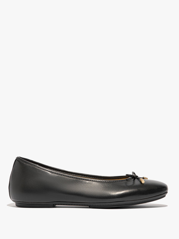 FitFlop Delicato Bow Black Leather Ballet Pumps