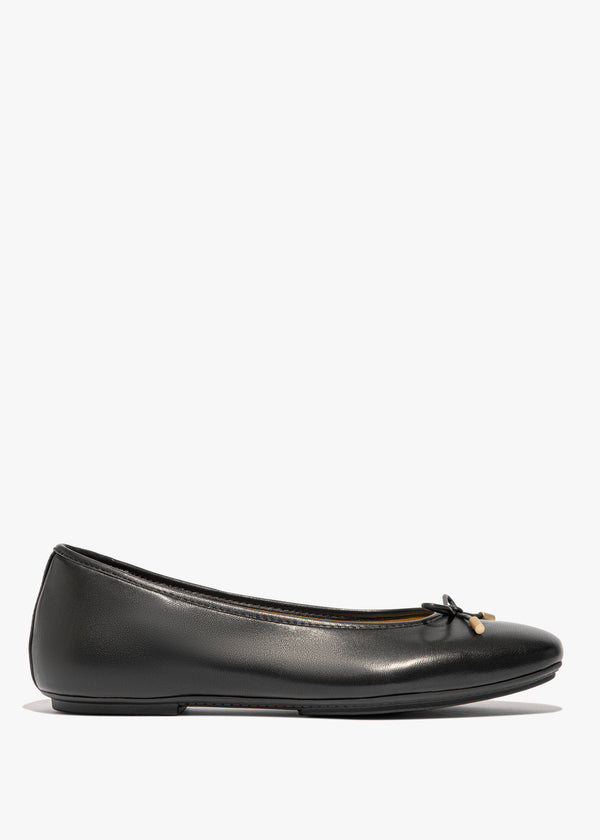FitFlop Delicato Bow Black Leather Ballet Pumps