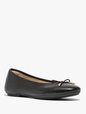 FitFlop Delicato Bow Black Leather Ballet Pumps