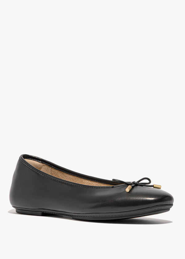 FitFlop Delicato Bow Black Leather Ballet Pumps