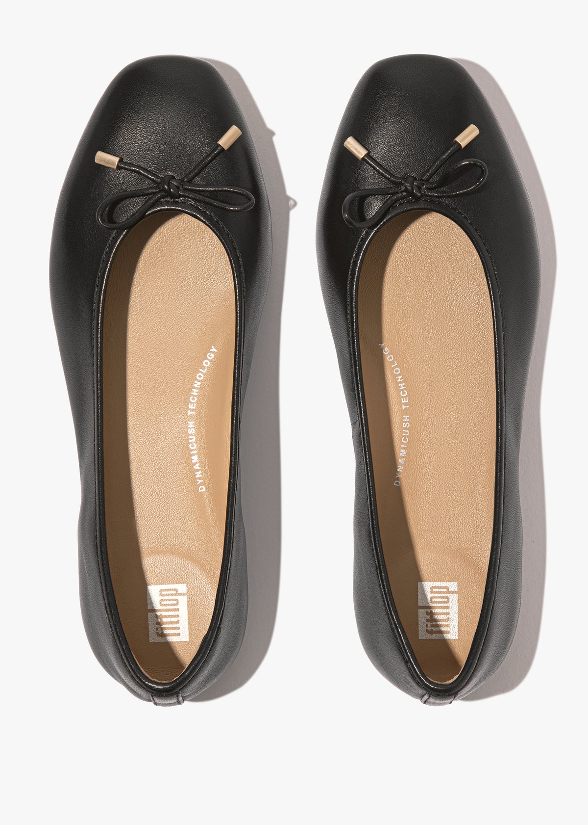 FitFlop Delicato Bow Black Leather Ballet Pumps