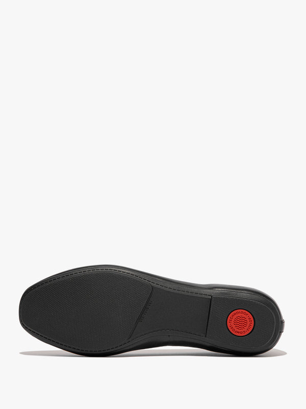 FitFlop Delicato Bow Black Leather Ballet Pumps