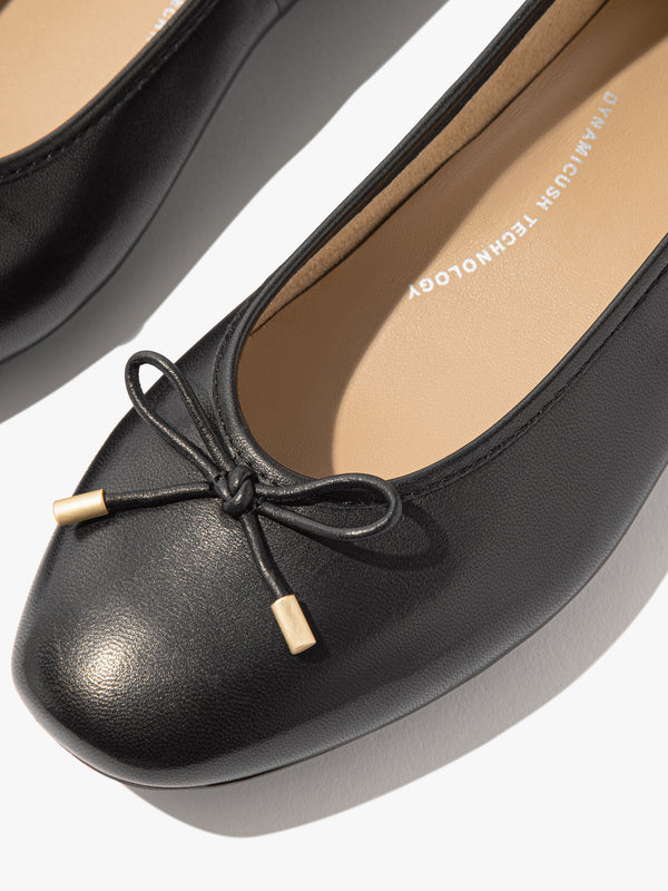 FitFlop Delicato Bow Black Leather Ballet Pumps