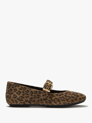 FitFlop Delicato Tan Black Leopard Mary Jane Ballerina Pumps