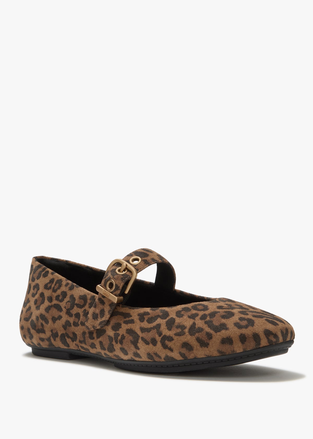 FitFlop Delicato Tan Black Leopard Mary Jane Ballerina Pumps