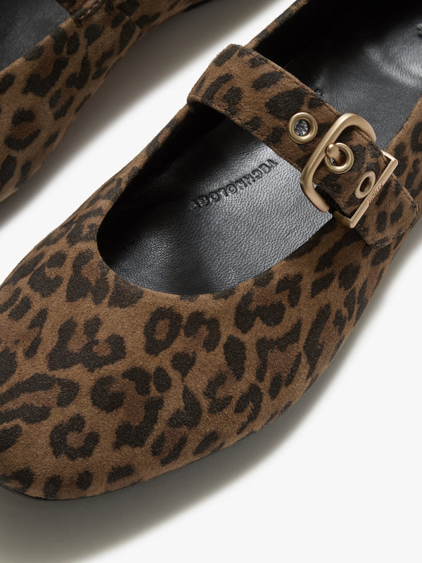 FitFlop Delicato Tan Black Leopard Mary Jane Ballerina Pumps