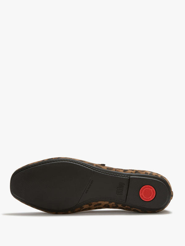 FitFlop Delicato Tan Black Leopard Mary Jane Ballerina Pumps