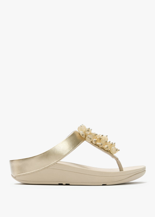 FitFlop Fino Bead Cluster Gold Toe Post Sandals