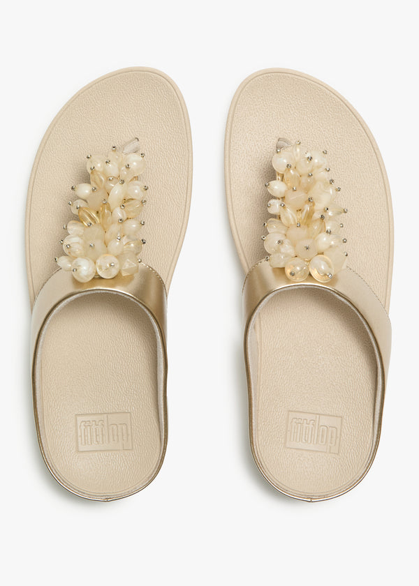 FitFlop Fino Bead Cluster Gold Toe Post Sandals