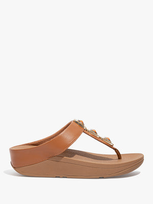 FitFlop Fino Crystal Lock Light Tan Toe Post Sandals