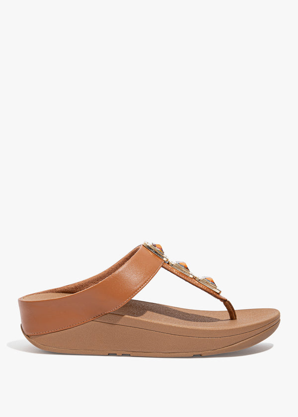 FitFlop Fino Crystal Lock Light Tan Toe Post Sandals