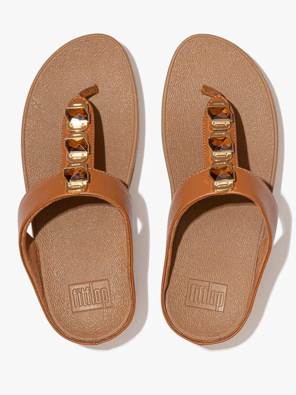FitFlop Fino Crystal Lock Light Tan Toe Post Sandals