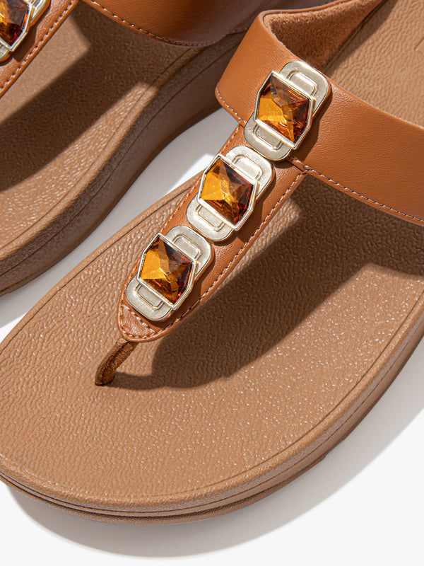 FitFlop Fino Crystal Lock Light Tan Toe Post Sandals