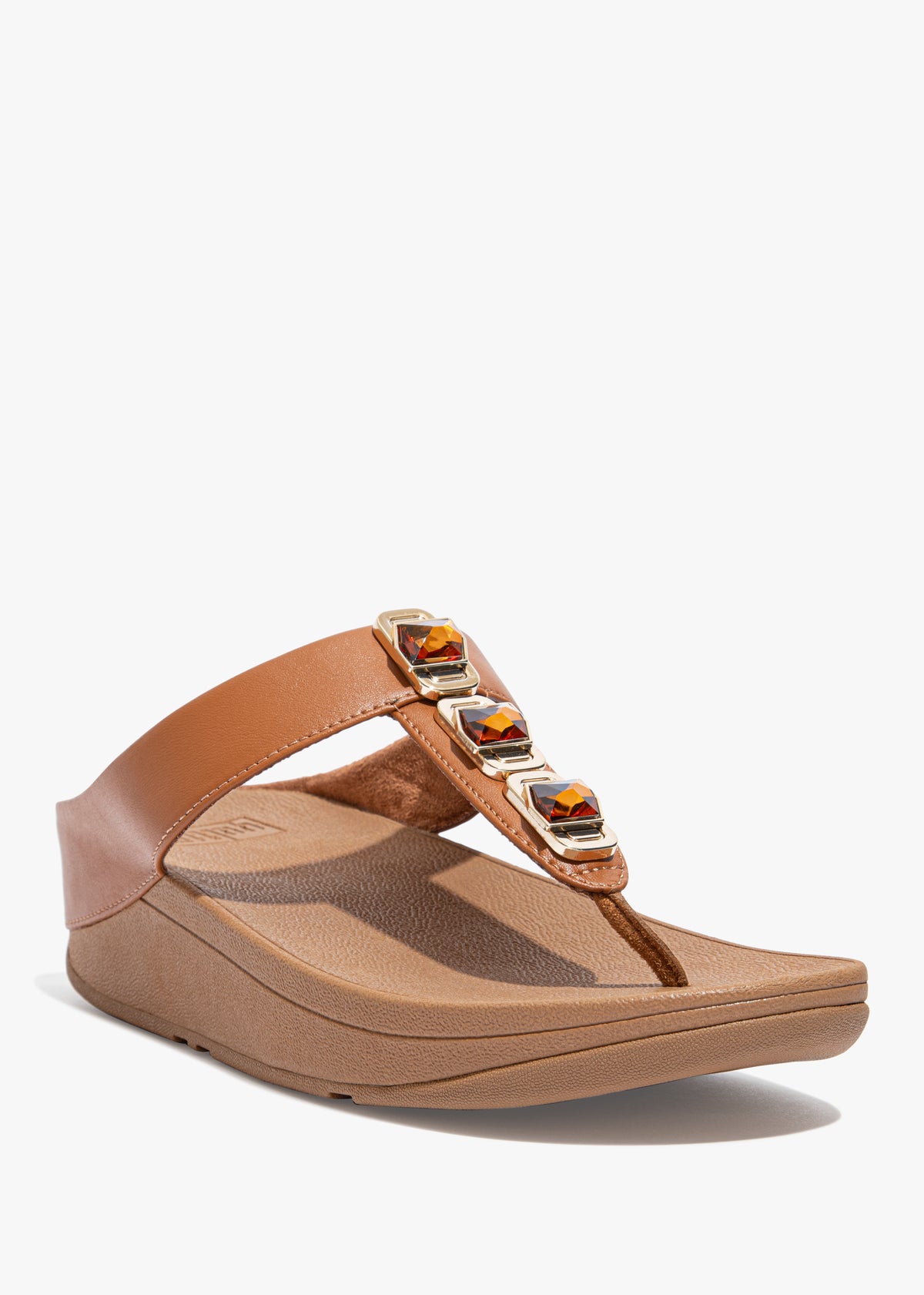 FitFlop Fino Crystal Lock Light Tan Toe Post Sandals