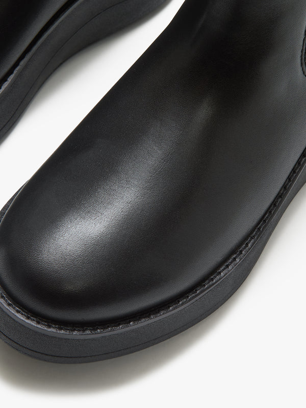 FitFlop GEN-FF Roam Black Leather Knitted Collar Chelsea Boots