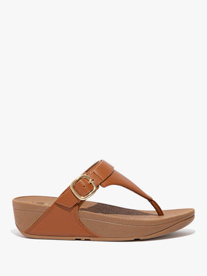 FitFlop Lulu Adjustable Leather Light Tan Toe Post Sandals