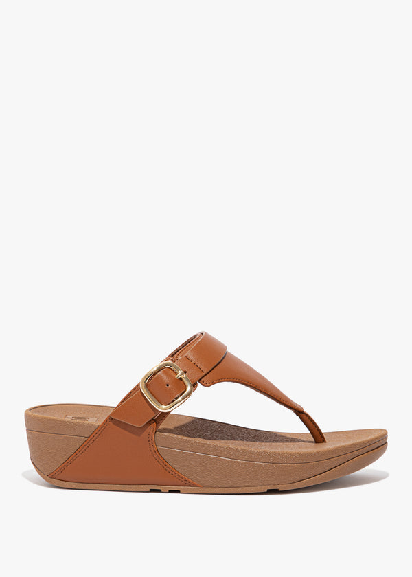 FitFlop Lulu Adjustable Leather Light Tan Toe Post Sandals