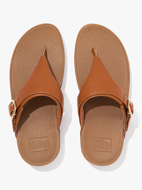 FitFlop Lulu Adjustable Leather Light Tan Toe Post Sandals
