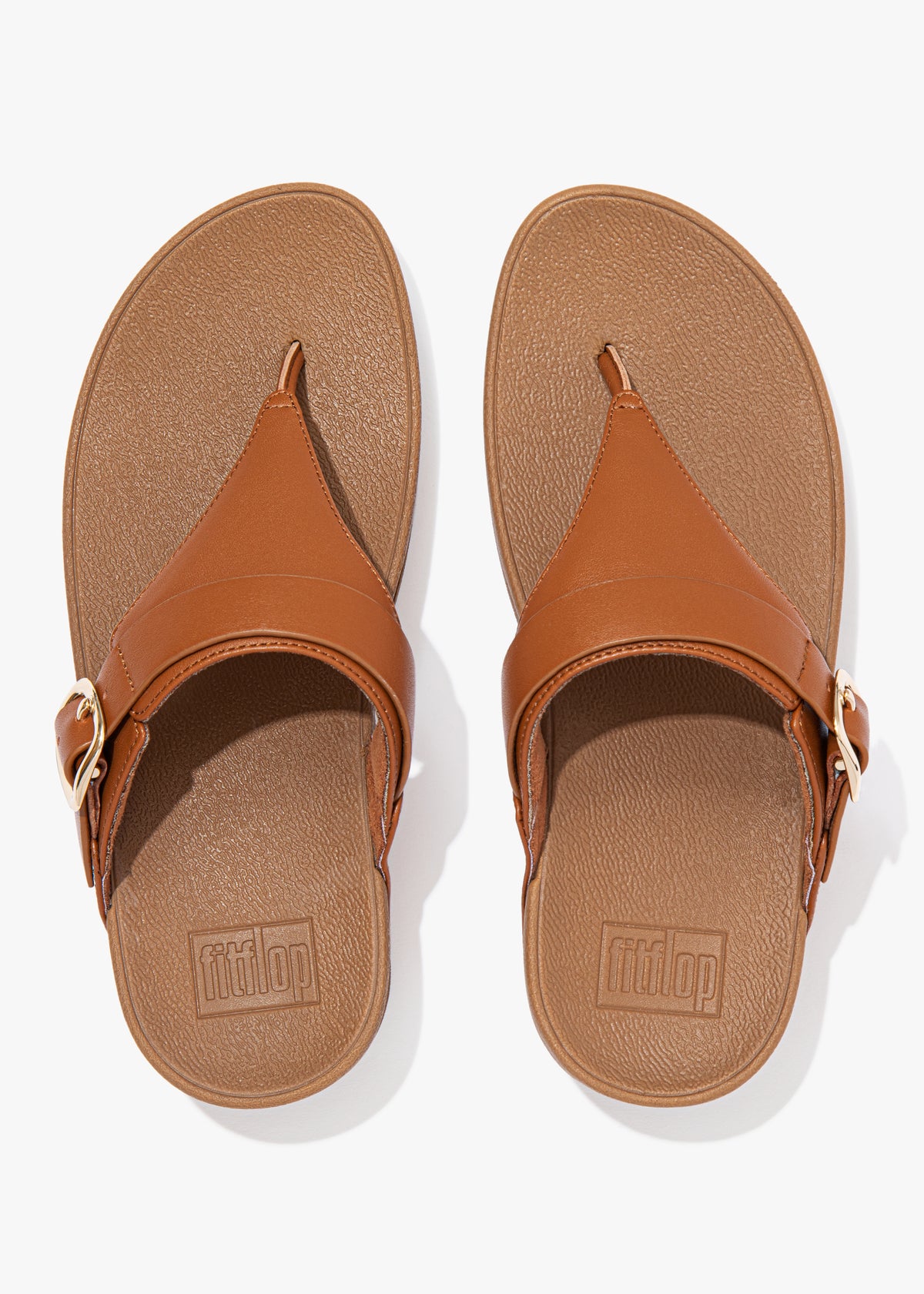 FitFlop Lulu Adjustable Leather Light Tan Toe Post Sandals