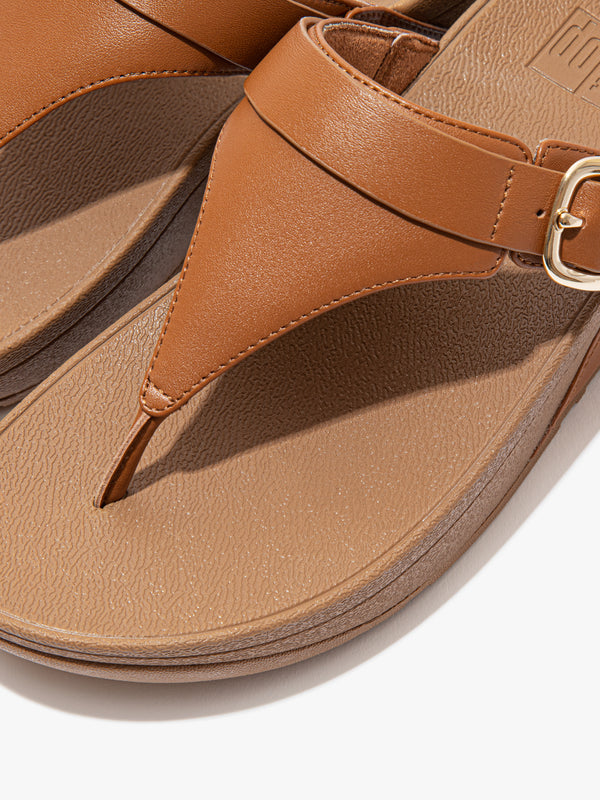 FitFlop Lulu Adjustable Leather Light Tan Toe Post Sandals