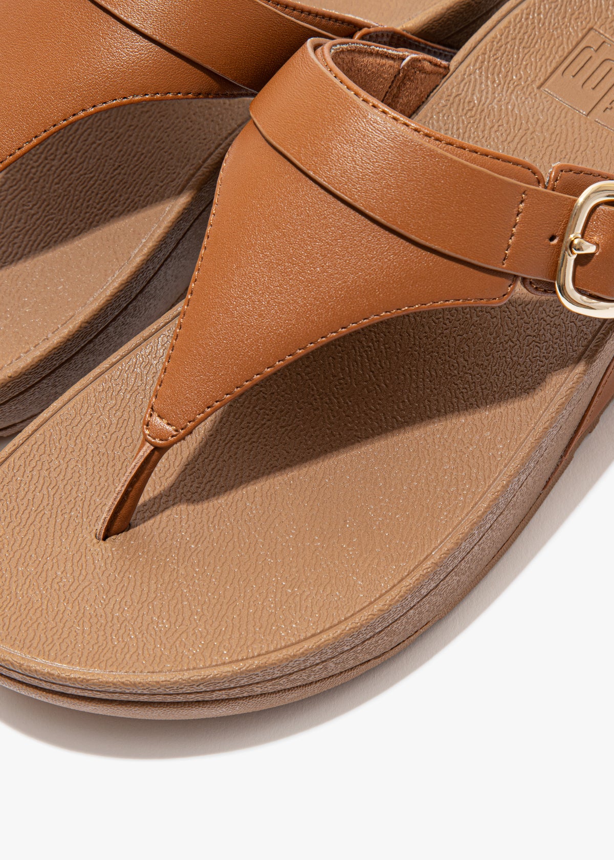 FitFlop Lulu Adjustable Leather Light Tan Toe Post Sandals