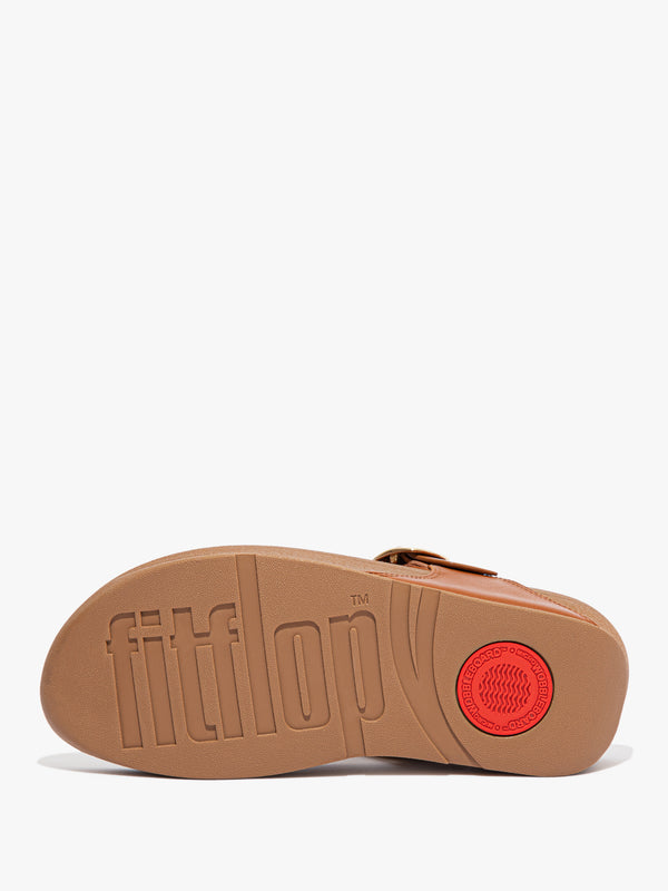 FitFlop Lulu Adjustable Leather Light Tan Toe Post Sandals