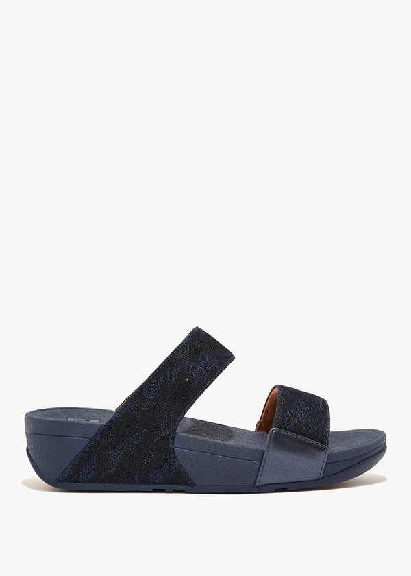 FitFlop Lulu Glitz Navy Slider Sandals