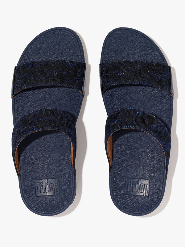 FitFlop Lulu Glitz Navy Slider Sandals