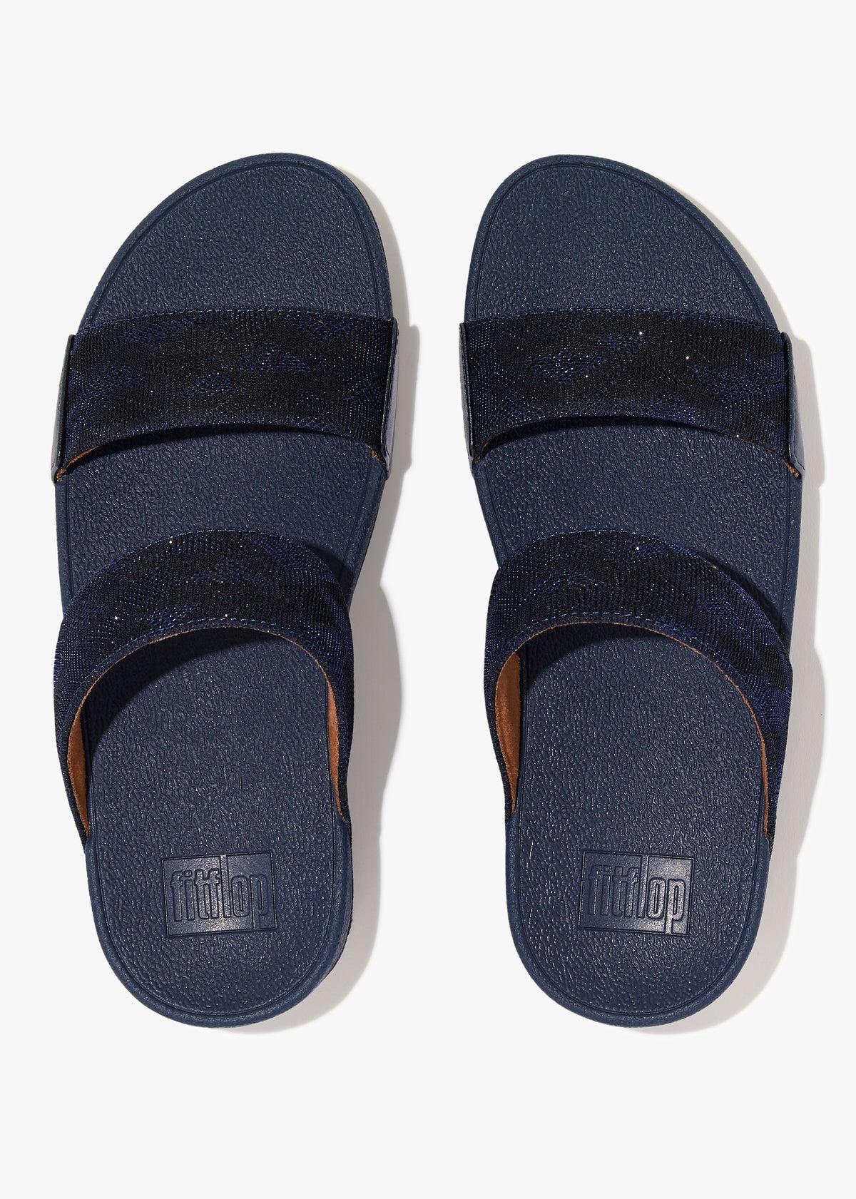 FitFlop Lulu Glitz Navy Slider Sandals