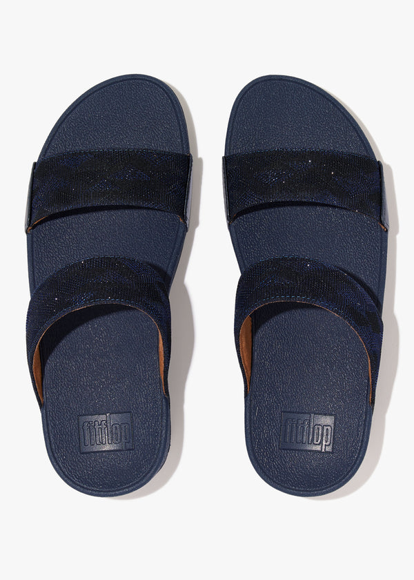 FitFlop Lulu Glitz Navy Slider Sandals