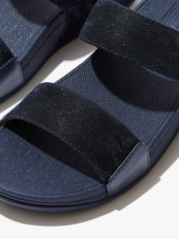 FitFlop Lulu Glitz Navy Slider Sandals