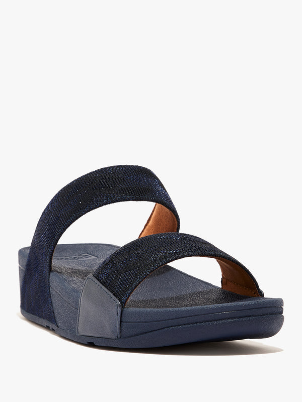 FitFlop Lulu Glitz Navy Slider Sandals