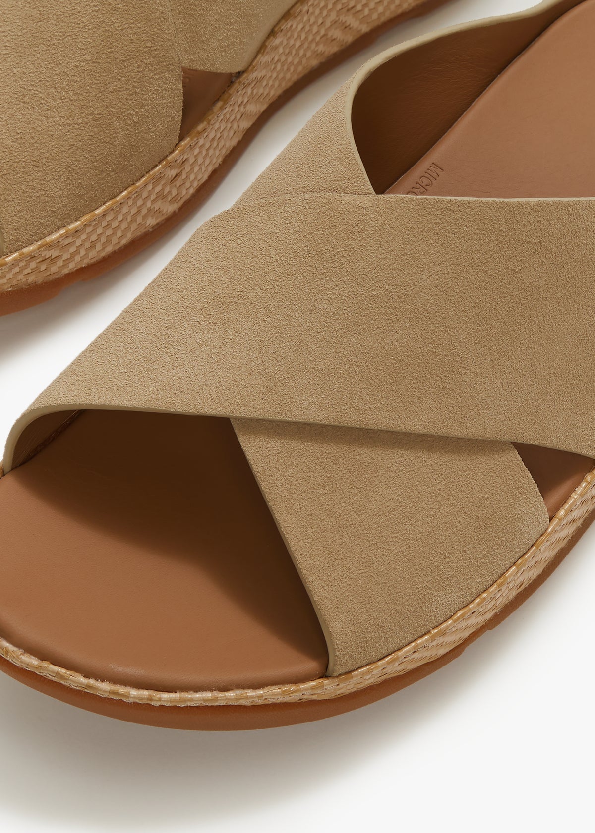 FitFlop Lulu Lux Graphic Weave Beige Suede Cross Sliders