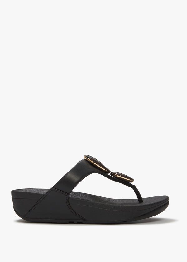 FitFlop Lulu Marbled Stone Black Toe Post Sandals