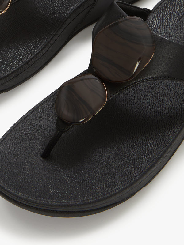 FitFlop Lulu Marbled Stone Black Toe Post Sandals