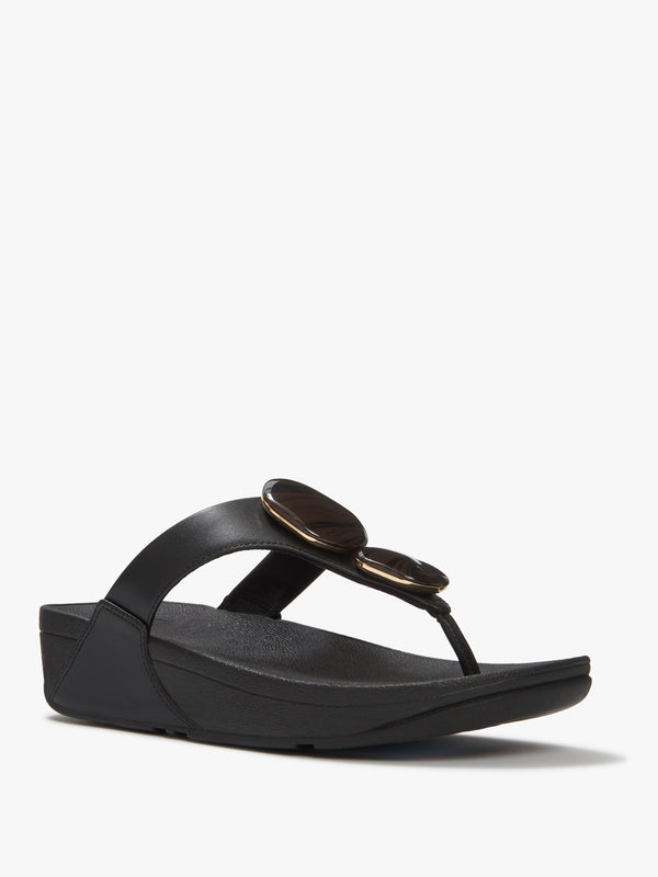 FitFlop Lulu Marbled Stone Black Toe Post Sandals