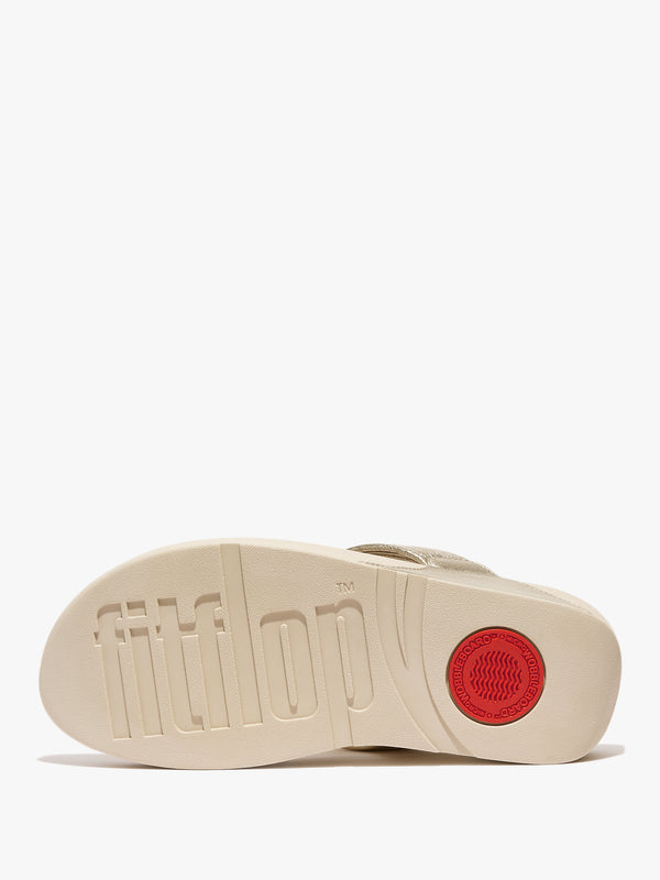 FitFlop Lulu Padded Knot Gold Metallic Leather Toe Post Sandals