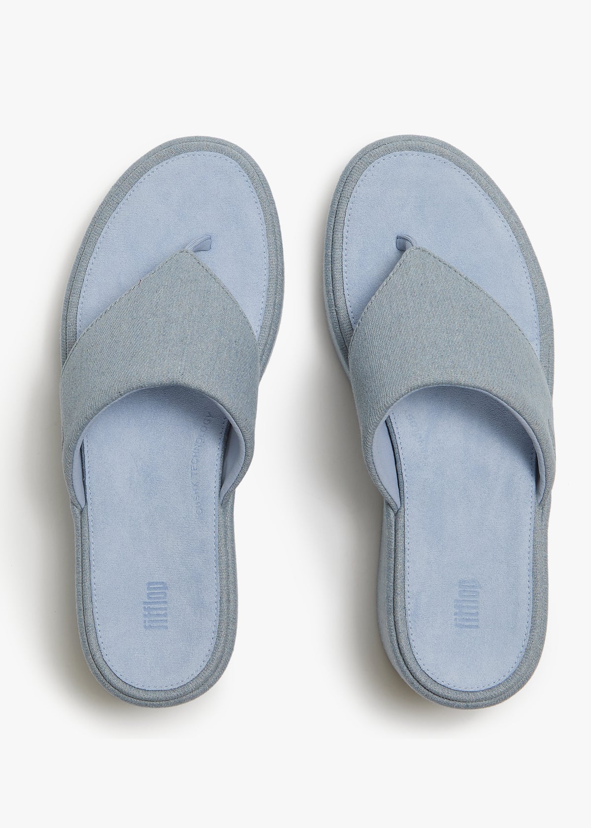 FitFlop Platform Light Denim Toe Post Wedge Sandals