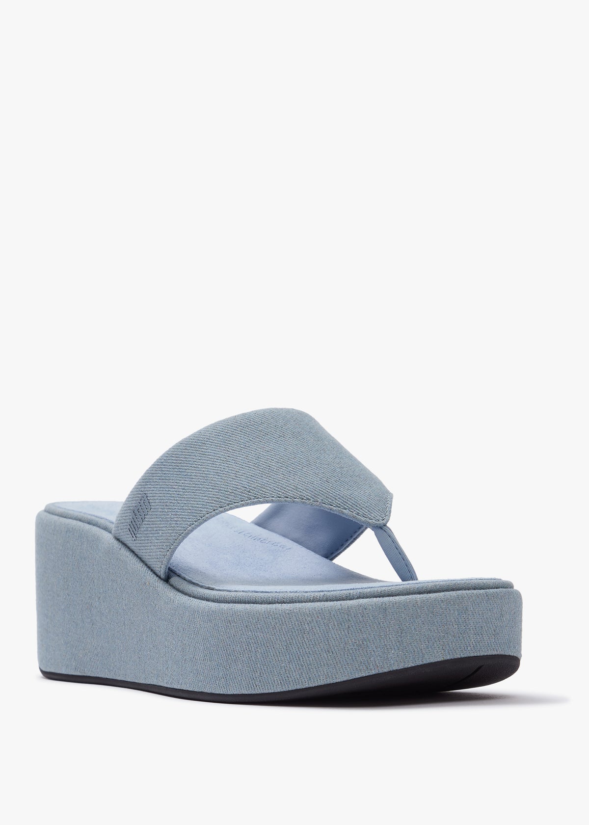 FitFlop Platform Light Denim Toe Post Wedge Sandals