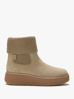 FitFlop GEN-FF Roam Beige Suede Knitted Collar Chelsea Boots