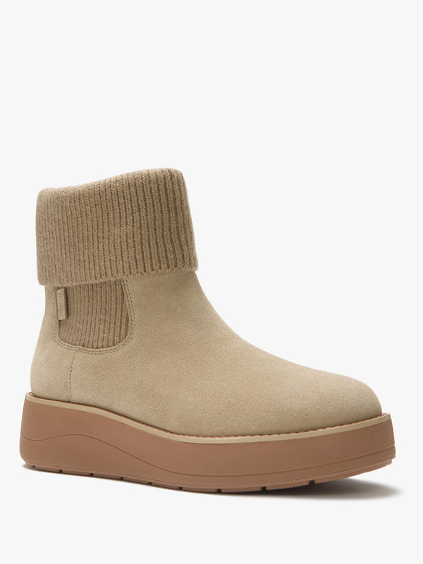 FitFlop GEN-FF Roam Beige Suede Knitted Collar Chelsea Boots