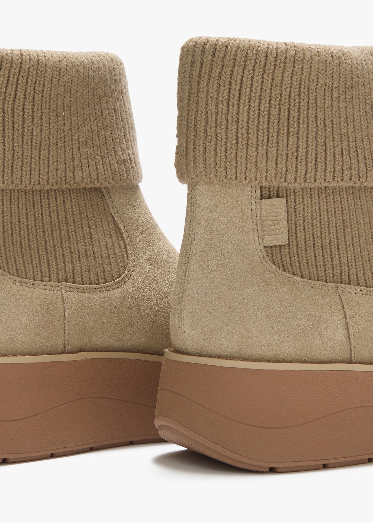 FitFlop GEN-FF Roam Beige Suede Knitted Collar Chelsea Boots