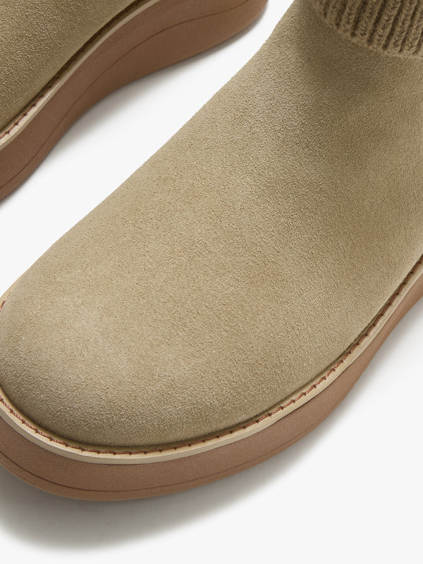 FitFlop GEN-FF Roam Beige Suede Knitted Collar Chelsea Boots