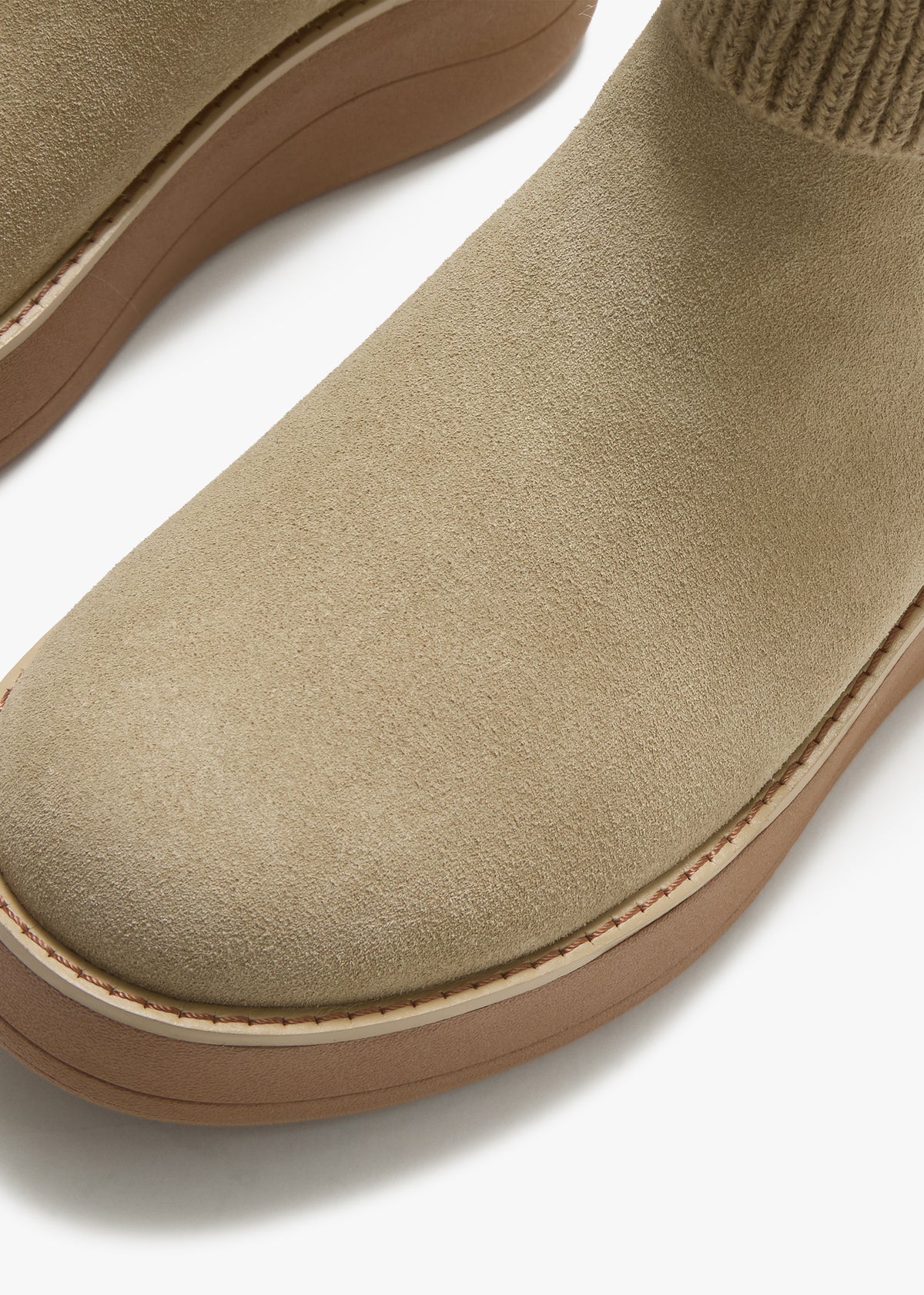 FitFlop GEN-FF Roam Beige Suede Knitted Collar Chelsea Boots