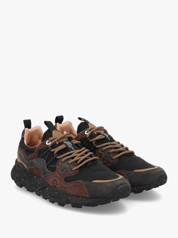 Flower Mountain Men’s Yamano 3 Dark Grey Black Dark Brown Suede & Nylon Trainers